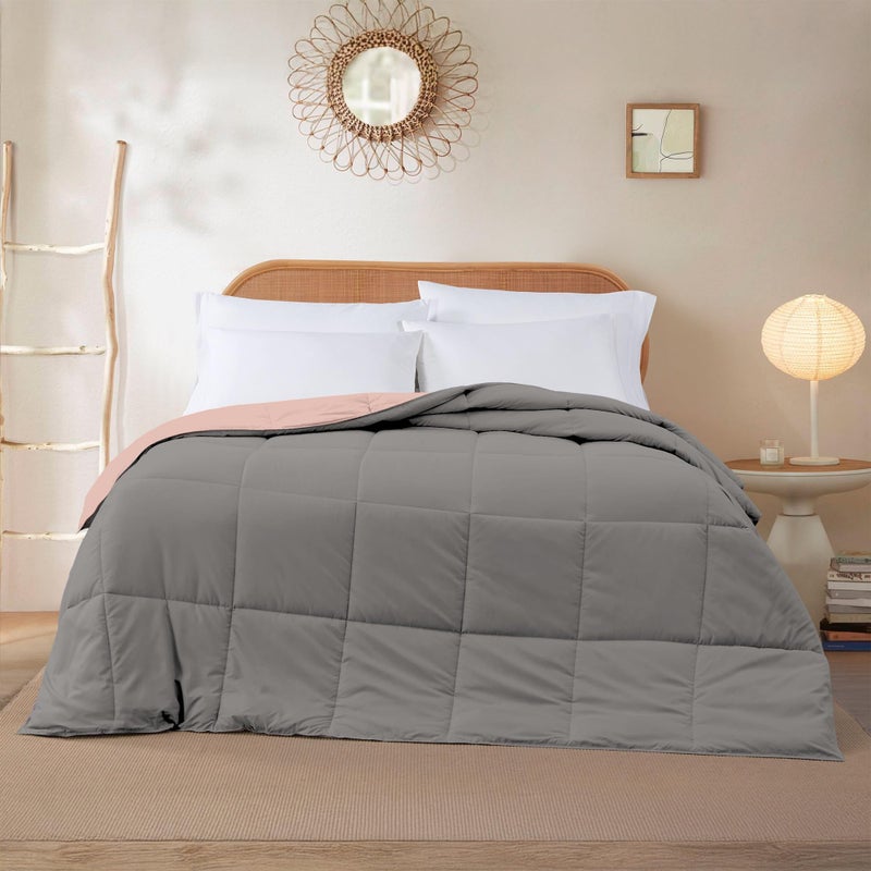 Modern Threads Down Alternative Reversible Comforter Charcoal Gray/Blush Queen - Image 5